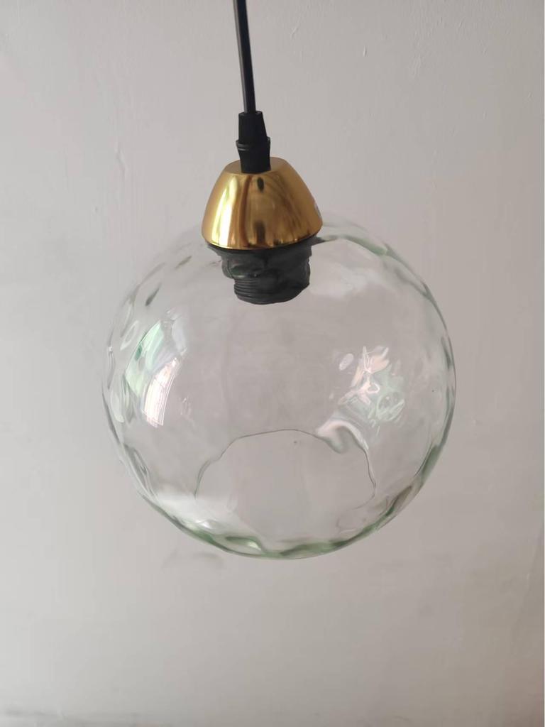 Nordic Embossed Colorful Glass Sphere Pendant Light for Bedroom, Bedside, or Restaurant Bar.