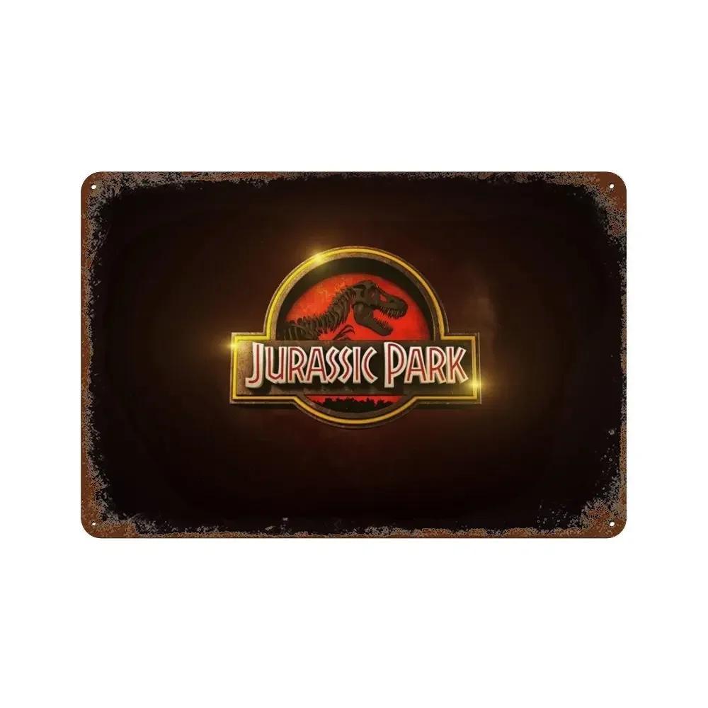 Jurassic Park Dinosaur Science Fiction Movie Sign Decor Metal Plate Poster Vintage Tin Sign Garage Man Cave Plaque Decoration