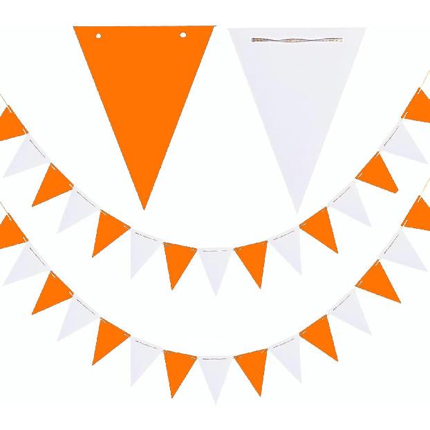 GAKA 20 Feet Double Sided Blue and Orange Paper Triangle Flags Bunting Pennant Banner for Birthday Party, Wedding,Graduation Party Decoration
