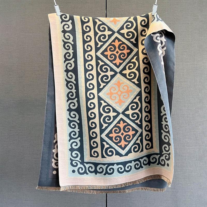 Korean Japanese Style Vintage Geometric Printed Scarf For Women