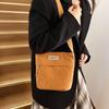 2026 New Trendy Women's Solid Color Corduroy Shoulder/Crossbody Bag - Small Square Design