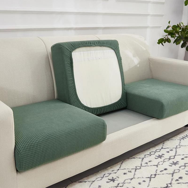 AMFUN Caravan Zithoes Rekbaar, Sofa Zitkussen Hoezen met 2 riemen, Stretch Sofa Kussenhoezen, Vervanging voor Individuele Kussen Meubelbeschermer (Beige, B 45-65 cm, D 45-65 cm