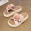 Platform-soled Flower Slippers Women's Summer Outer Wear Beach Shoes 2025 New Versatile Fashion One-word Drag Muffin Sandals