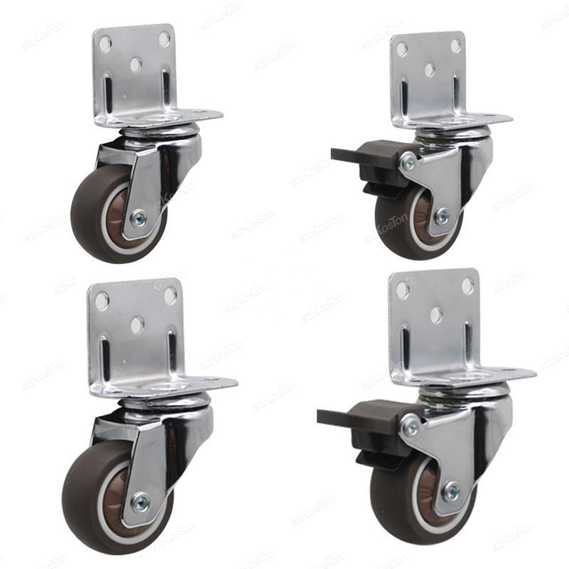 4pcs L-shaped Furniture Casters Wheels Soft Rubber Swivel Caster Quite Roller Wheels for Trolley Baby Crib Bed Wheels Accessory