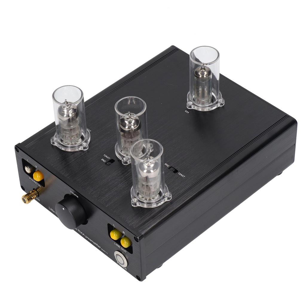 Vacuum Tube Preamplifier Aluminum Alloy Case Anti Interference Phono Preamp for Record Player US Plug 110V