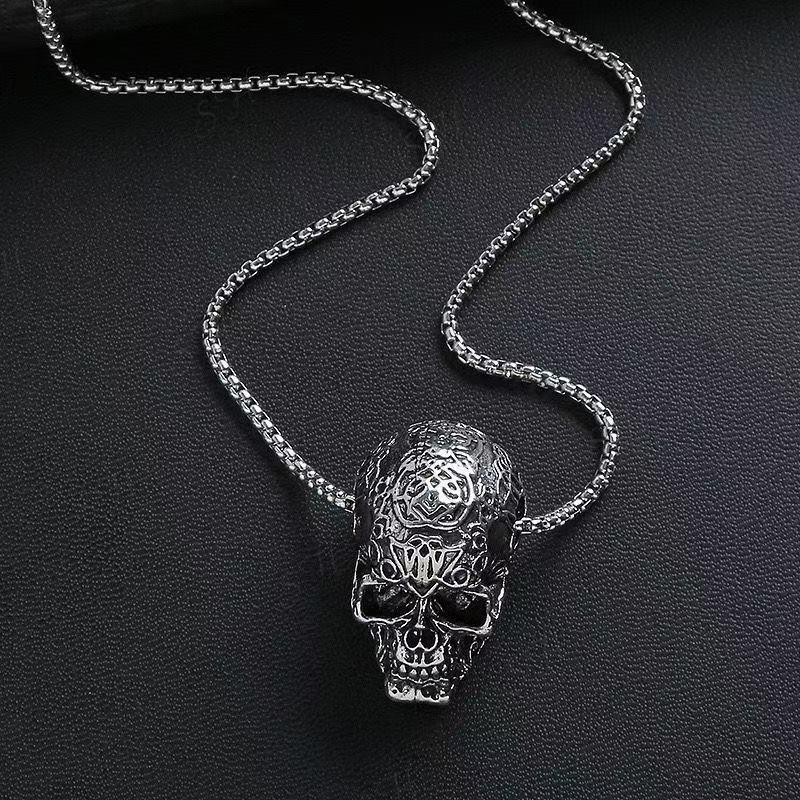 

Skull pendant jewelry necklace silver Gothic punk jewelry fashion charm declaration gift срібний