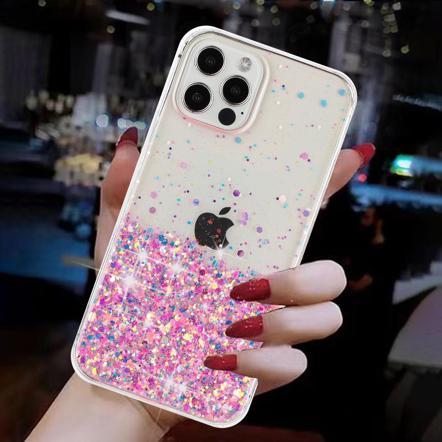 

Ночной Свет Светящийся Цвет Звезды Блестки Сияющий Блеск Прозрачный Бампер Чехол Для Телефона Для iPhone 15 14 Pro Max Samsung Galaxy Силиконовый ТПУ Задняя Крышка iPhone 6/6s розовый