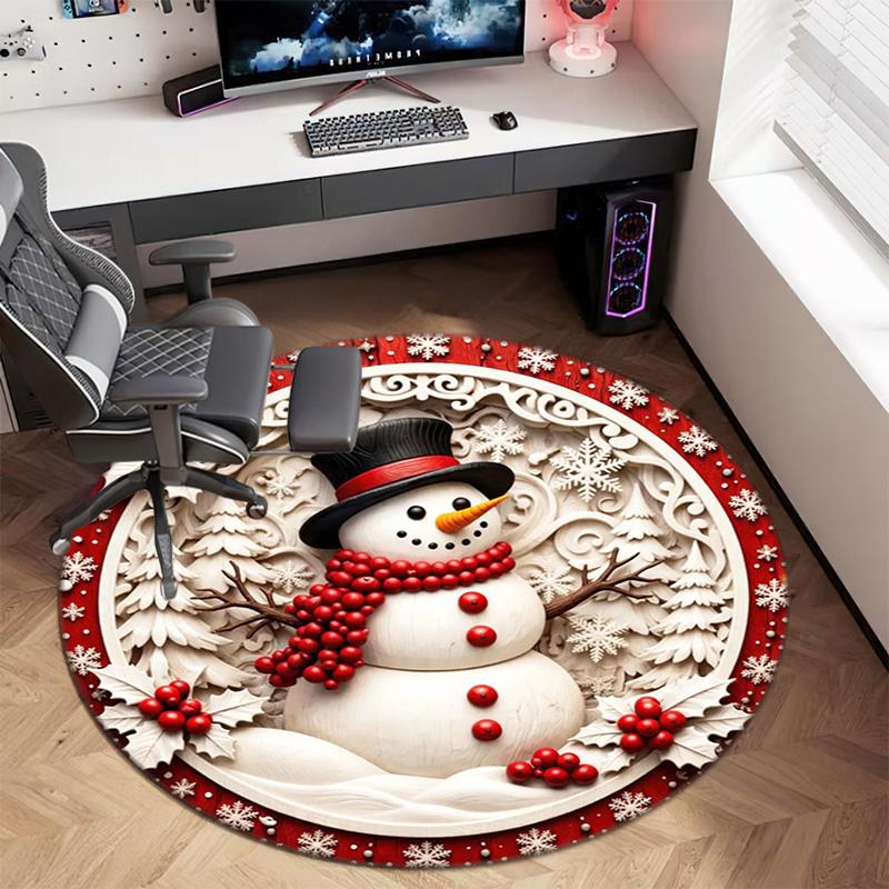 Cute Christmas Day Gift Bell Santa Claus Snowman Christmas Tree round rug Home Soft Decorative Anti slip Chair Mat Carpet Outdoor Floor Mat Carpet 109