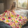 Strawberry Floral Seamless Flannel Blanket Warm Soft Halloween Christmas Decorative Couch Warm Cozy All-Season Gift