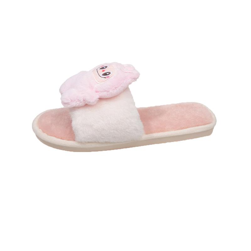 Home Warm Mao Mao Slippers Winter 2025 New Soft Bottom Cartoon Doll Decoration One-Word Cotton Slippers Non-slip