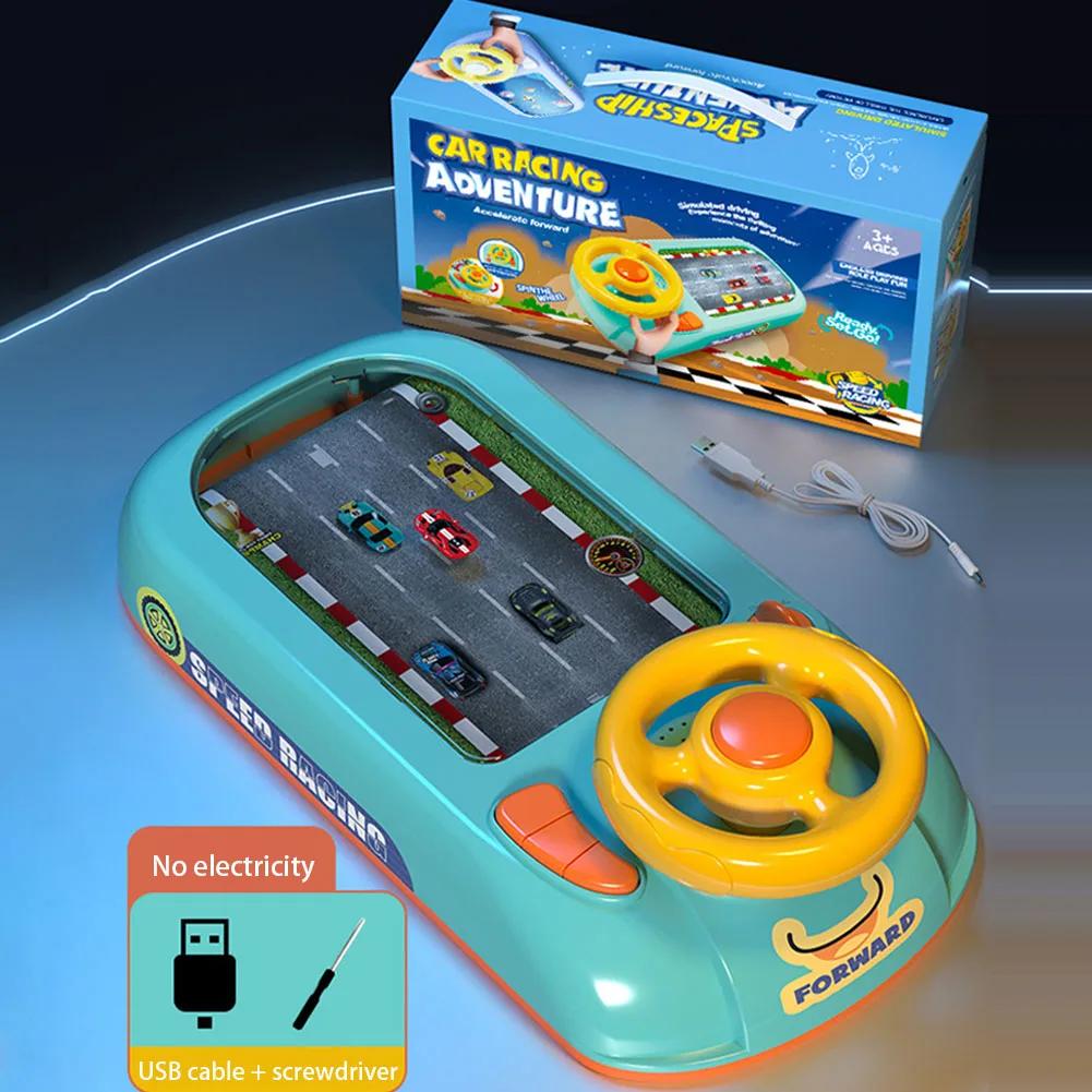 Children's steering wheel simulation driving toy puzzle electric desktop game machine dodge racing car adventure game