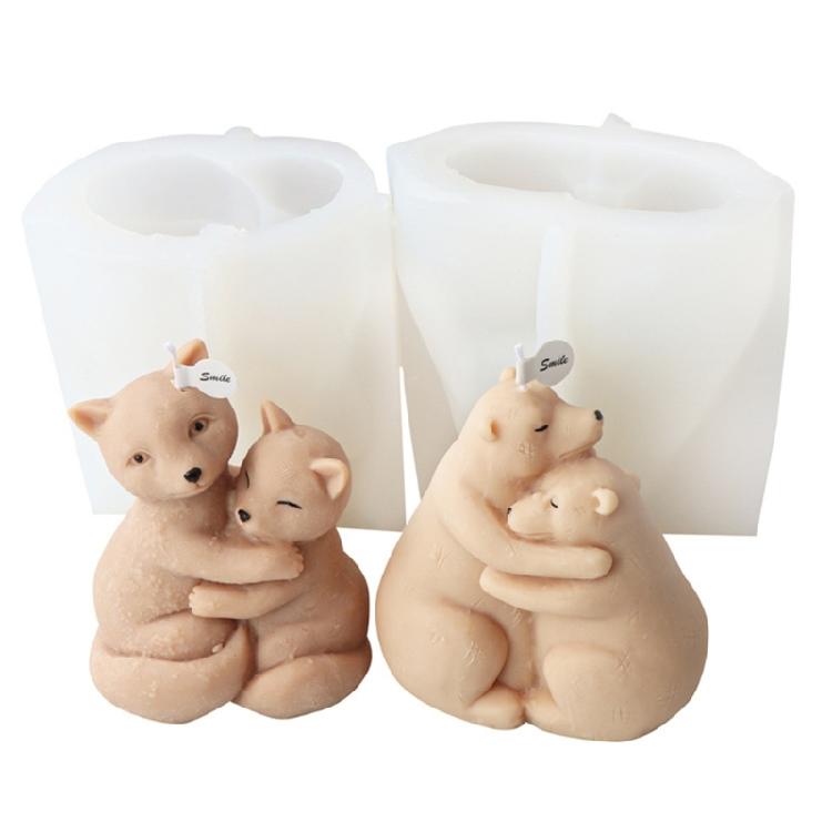 Exquisite Aromatherapys Candle Mold Hug Foxes Bear Mold Animal Gypsum Ornament