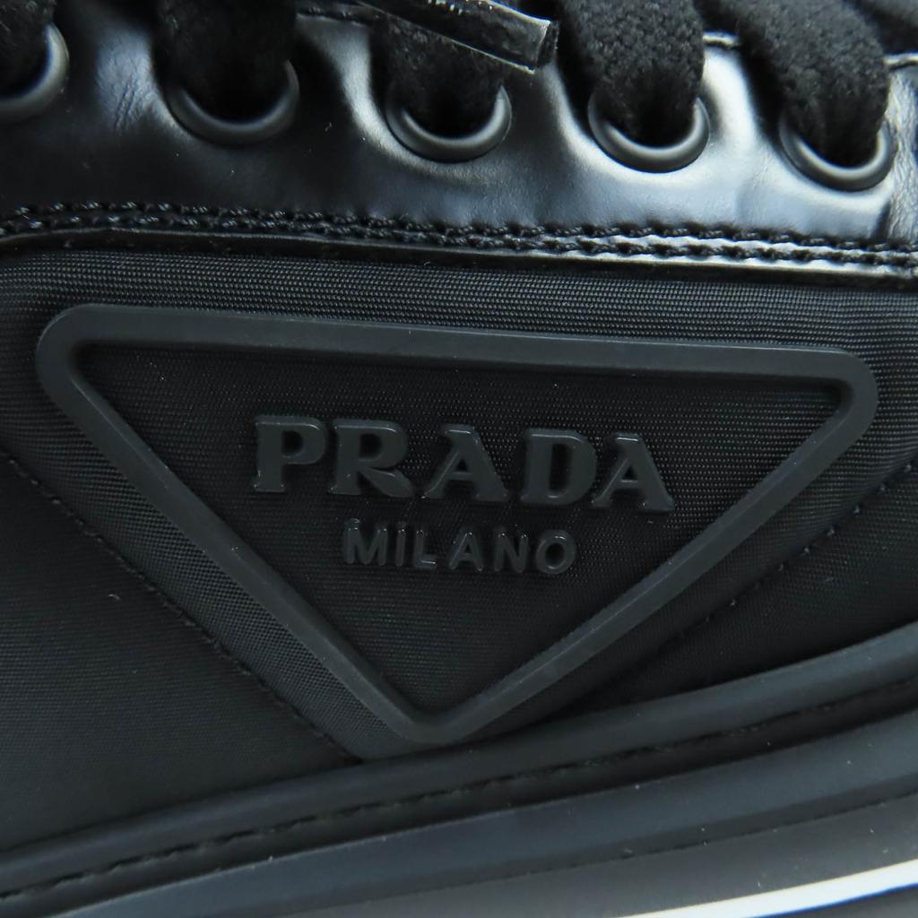 Excellent PRADA Low cut sneakers macro Triangle logo Re-Nylon leather black 35.5 1E661M Used