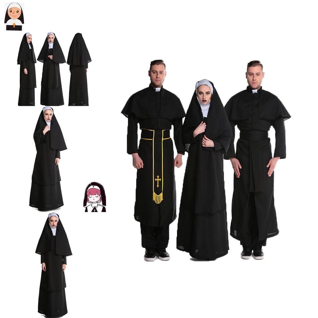 Adult Halloween Costume Cosplay Nun Outfit For Stage Performances L Xl)