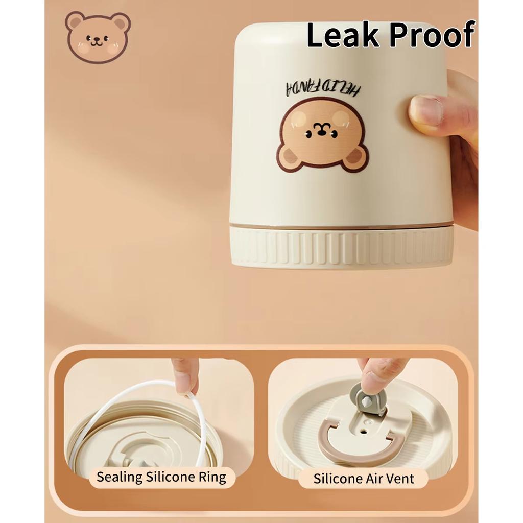 Cute Thermal Lunch Box for Kid Student School Portable Leak-proof 304 Stainless Steel Keep Warm Food Container Microwave Safe
