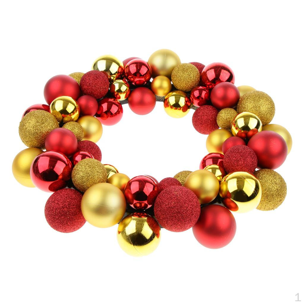 

Hanging Balls Wreath Home Door Red gold
