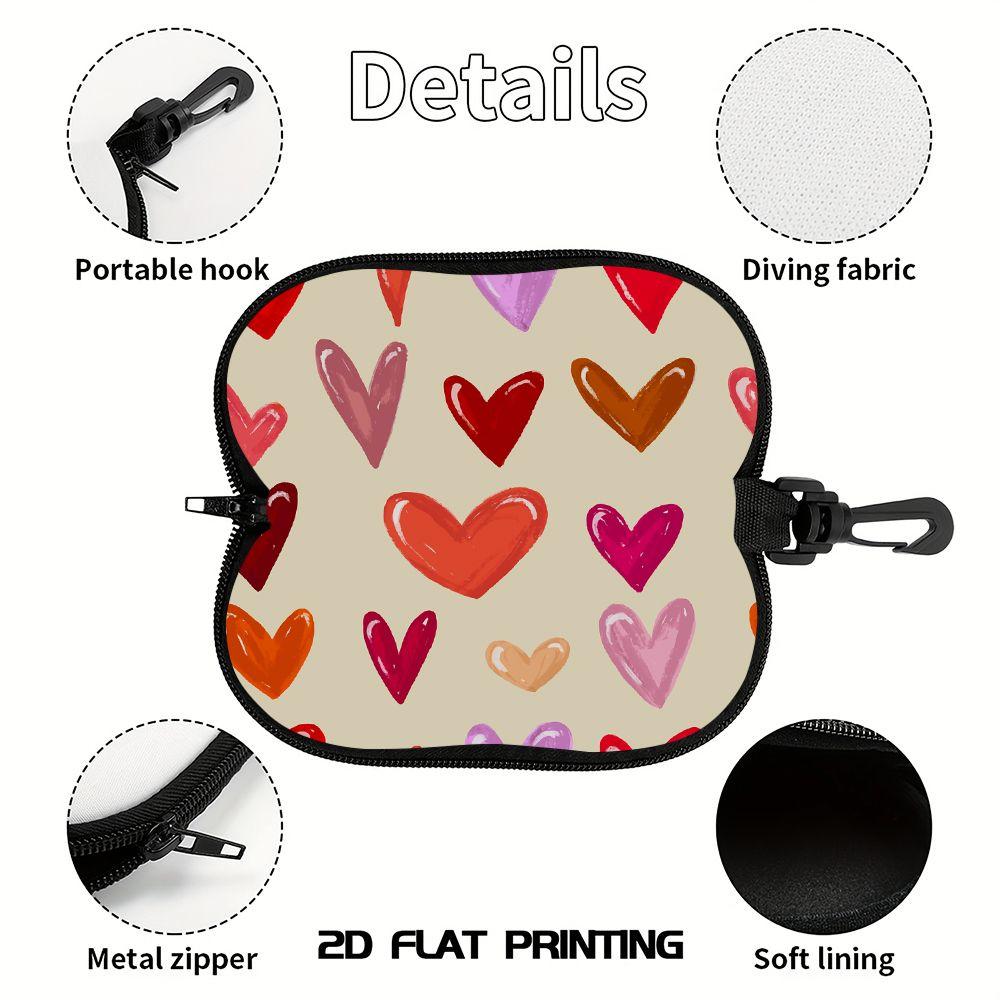 Colorful Hand Drawn Hearts Print Soft Sunglasses Case,Portable Lightweight Fabric Eyewear Pouch,Protective Eyeglasses Holder for Daily Travel