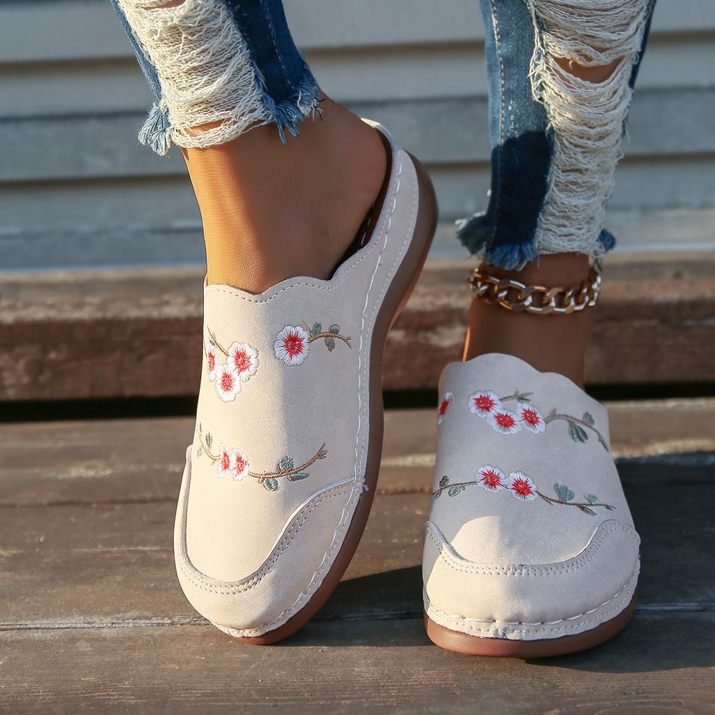 Ciabatte con Zeppa da Donna Nuove Suole Antiscivolo Sandali Comodi Scarpe con Zeppa a Punta Chiusa Ciabatte con Fiori Morbide Traspiranti Ciabatte da Donna