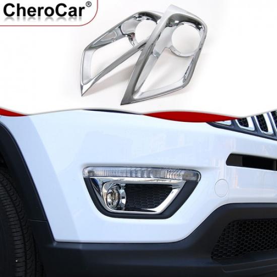 Chrome Front Fog Light Lamp Cover Trim Frame Accessories For Jeep Compass 2017+