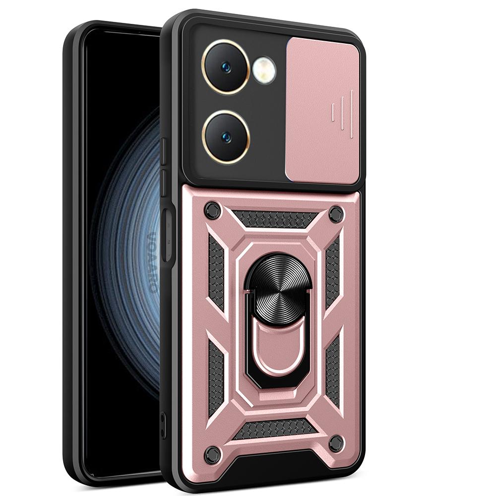 Slide Lens Armor Funda for Vivo Y03 Y18E 4G Y28S 5G Global Case Magnetic Rotate Ring Stand Cover for Vivo Y18 Russia India Case