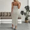 Baifen Zhi Yi 2026 Retro Vacation Style Twisted Stripe Slim-Fit Spaghetti Strap Dress