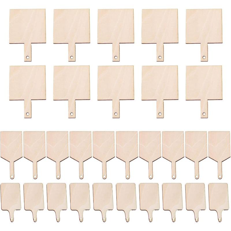 30 Pcs Mini Wooden Cutting Board Unfinished Wood Blank Cutting Board Paddle Chopping Board Small Kitchen Serving Board