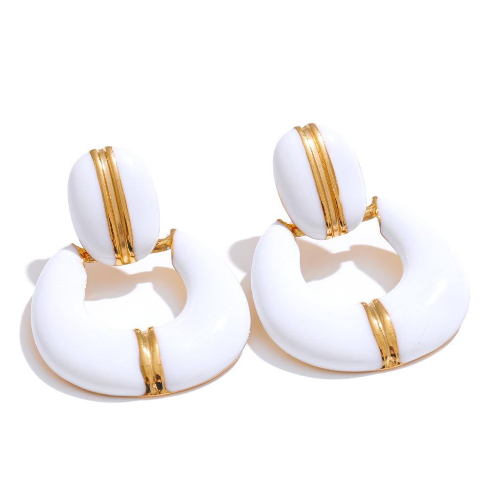 Eetit Delicate Enamel Geometric Drop Classic Fashion Statement Earrings for Women Stainless Steel Daily Attractive Jewelry Gift
