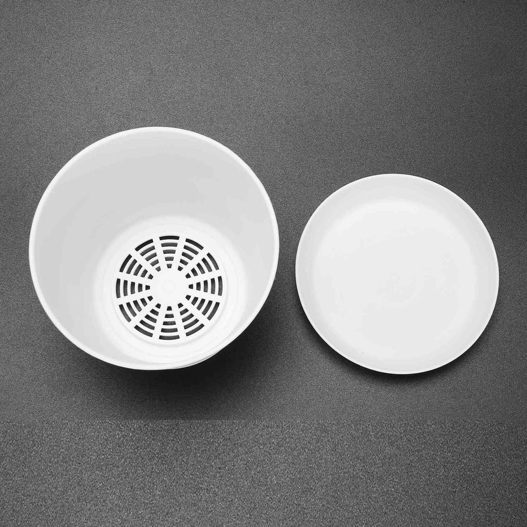 A84E-4X Plastic Plant Flower Pot Planter With Saucer Tray Round Gloss Home Garden Decor, White Upper Caliber -, 10Cm