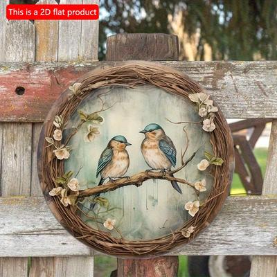Plat 2D 20*20cm, Panneau Hirondelle en Bois Rond, Décoration d'Entrée Cadeau, Ajoutez un Charme Rustique à la Maison, la Cuisine, le Jardin ou le Bureau.