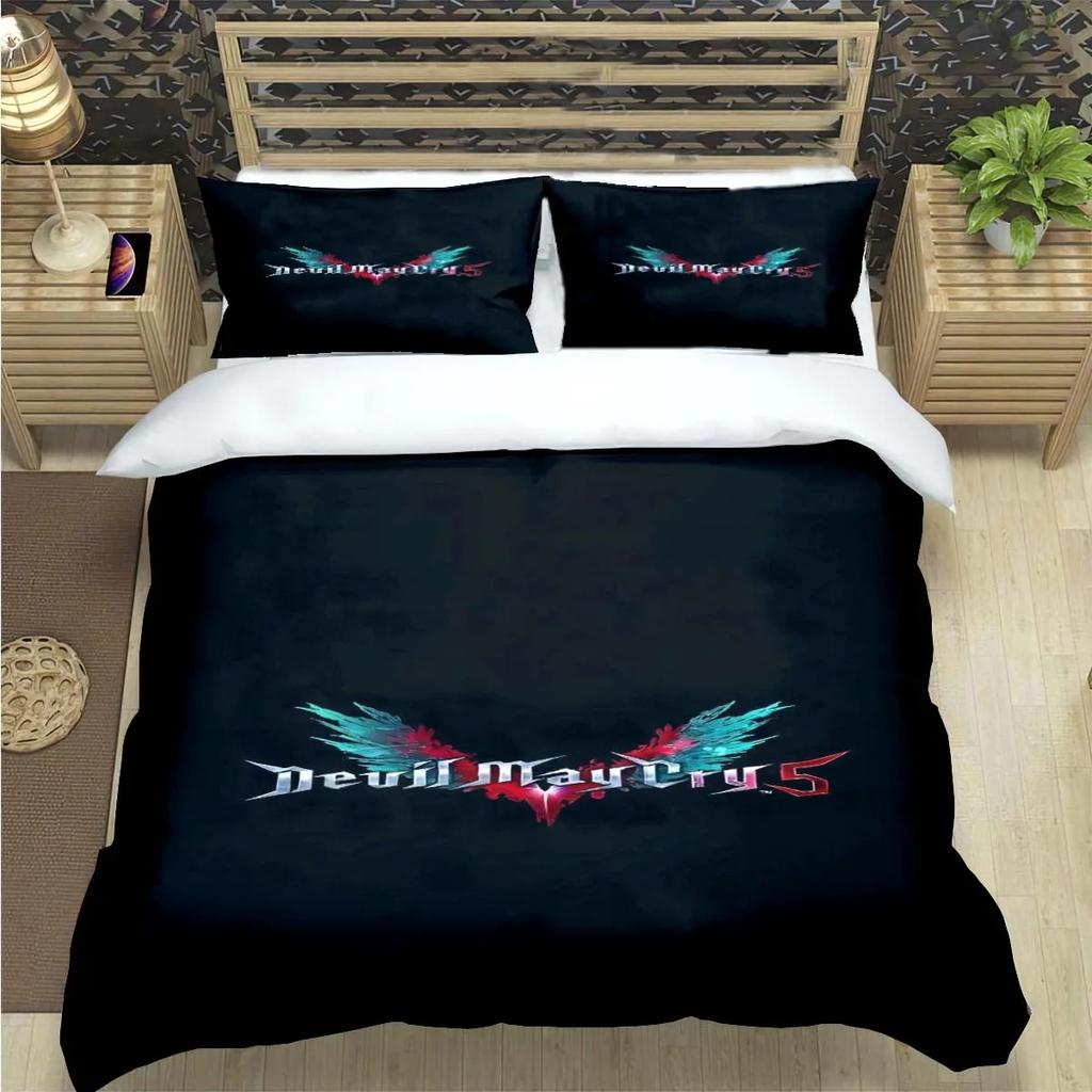 3pcs D-Devil May Cry Game Bedding Set Duvet Cover Pillowcase Kids Adult Bedroom Decoration Single/Double/Queen Large Size Gift