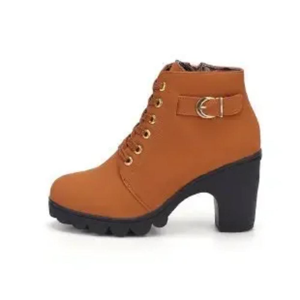 New Style Round Toe Thick Heel Lace Up Women's Boots Casual and Comfortable Thick Soled Riding Boots Shoes High