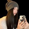 Curled wool cold hat Internet celebrity hat women's autumn and winter plush knitted face small pile hat big head circumference head hat