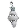 Moonstone Natural Gemstone Antique Silver Plated Pendant 2.25" J 2054