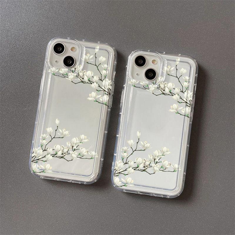 Ins Wind Magnolia Flower Suitable for Iphone17promax Mobile Phone Case 14pro Apple 16/13 Soft Case 15