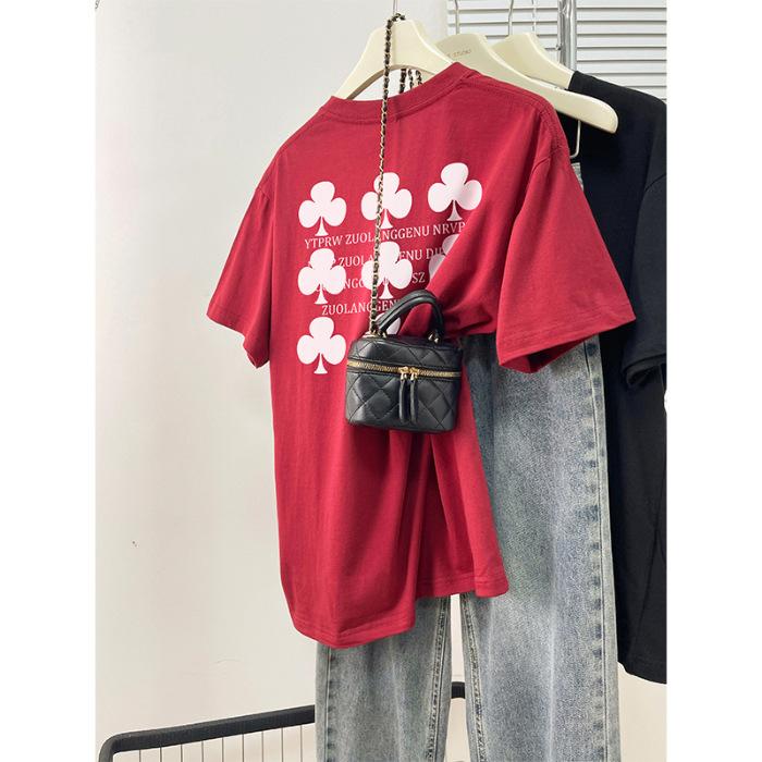 

[Back bag strip pure cotton] pure cotton short-sleeved T-shirt women s summer loose 3XL