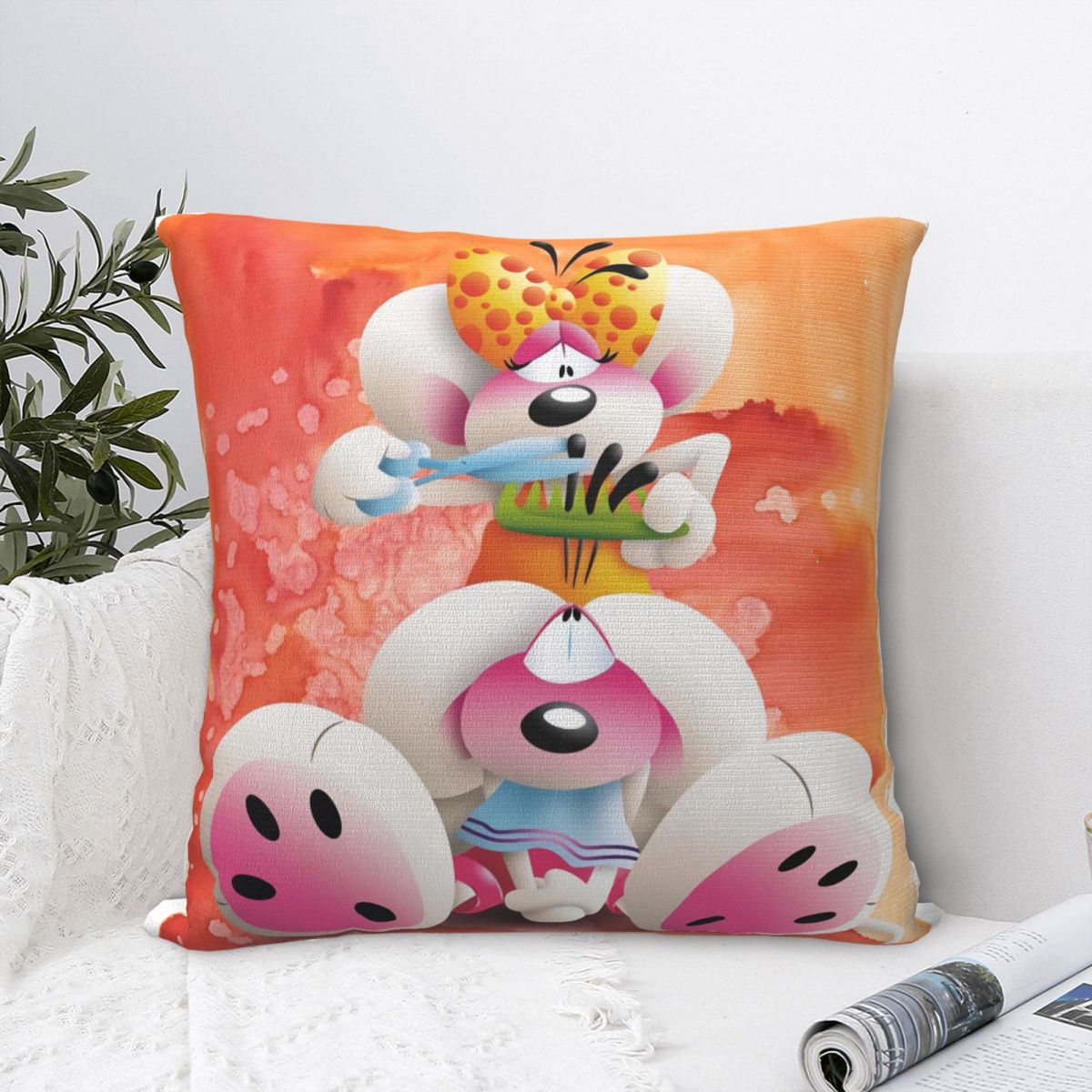 Fine Glasses Unisex Diddl And Diddlina Pillow Case Kawaii Pillow Cover Square Design Cushion Cover Pillowcases For Sofa Home Decoration