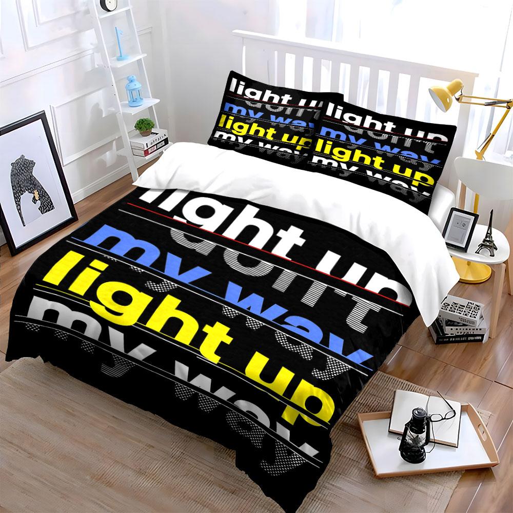 Text design with stripes. Bedding sets Duvet cover sets Duvet covers Pillowcases(1* Duvet Cover 2* Pillowcases without duvet insert)