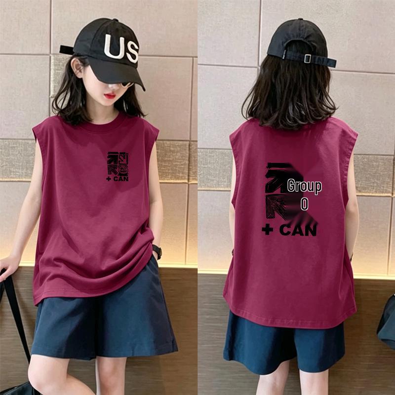 2026 Summer Collection: Stylish Pure Cotton Sleeveless Vest for Medium and Older Girls