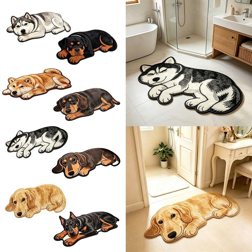 Soft Dog-Shaped Rug Non-Slip Plush Floor Mat Fun Cartoon Animal Carpet Home Decoration