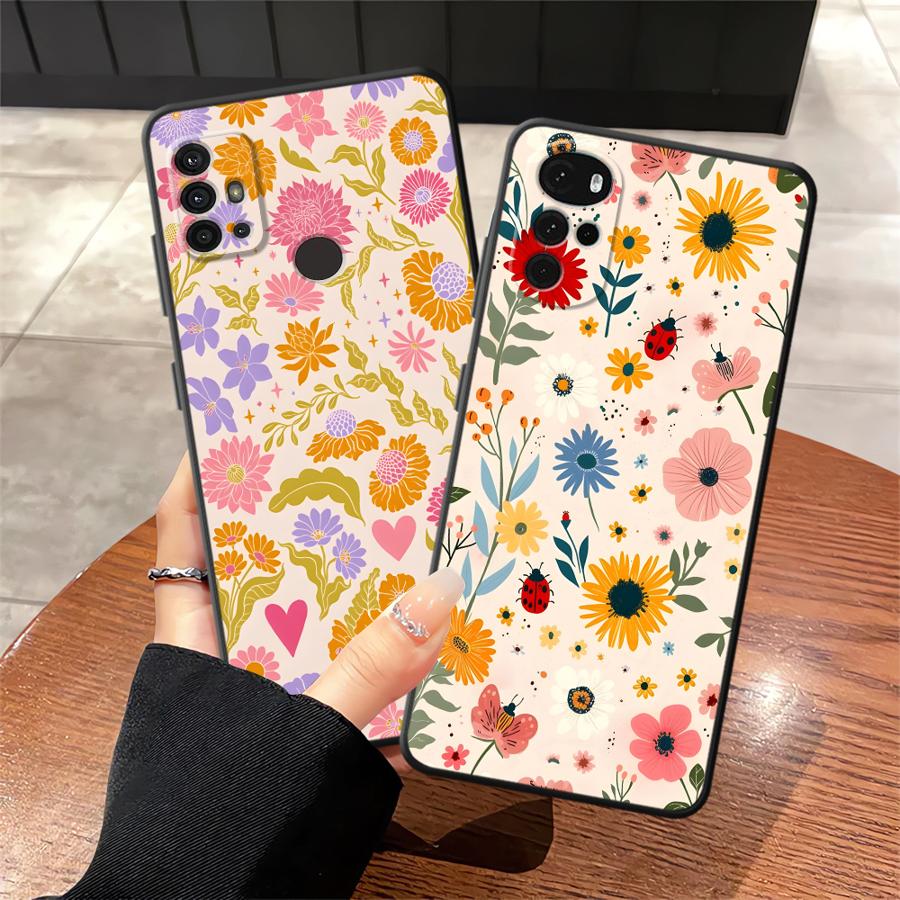 Cartoon Flower Art Case for Motorola Moto G52 G60s G22 Edge40 Edge 20 Pro 30 Lite G50 G51 G73 G53 G30 G71 G32 Phone Cover