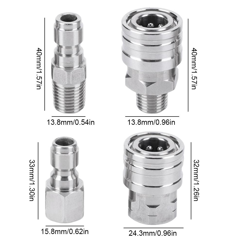 4Pcs Pressure Washer Adapter Internal External Thread Pipe Hose Adapter High Pressure Washer Adapter Set Pressure Washer Coupler