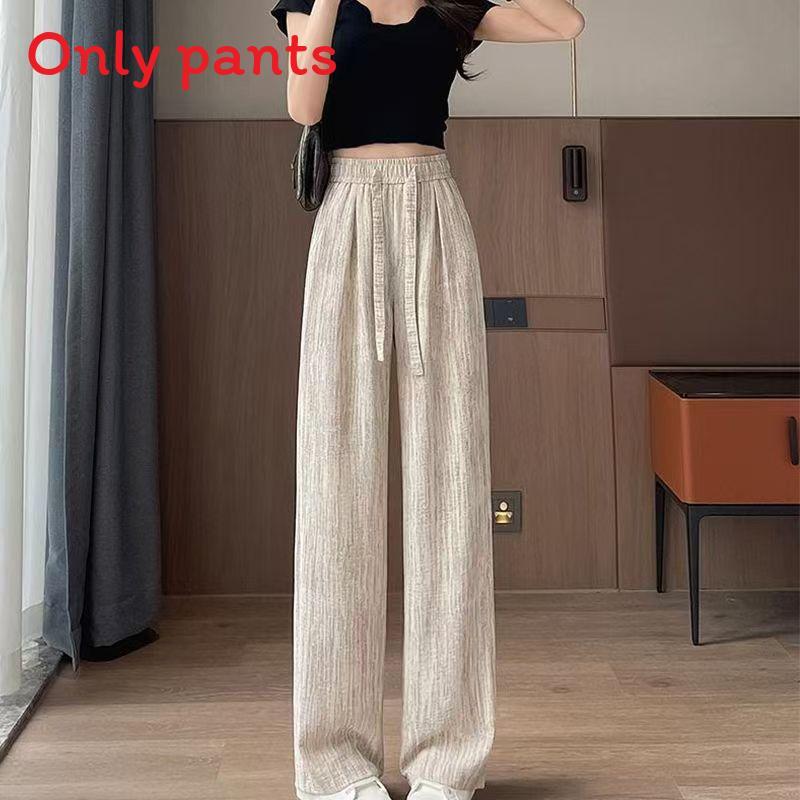 Womens High Waist Drawstring Wide Leg Pants With Polyester Fabric For Casual Summer Wear