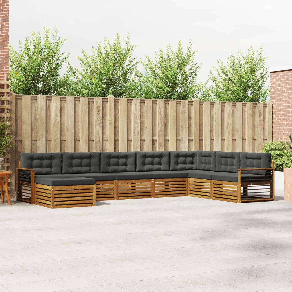 Outdoor Sofa Set with Cushions 8 Pcs Natural and Anthracite