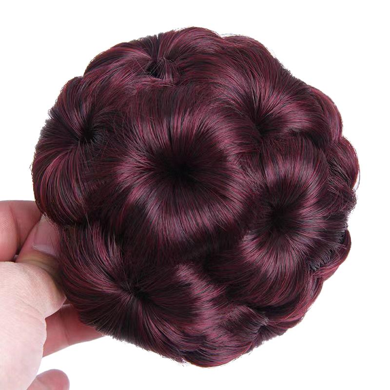 Synthetischer Haarknoten Neun Blumen Knospe Perücke Tasche Haarspangen für Frauen Pferdeschwanz Kralle Clip Lebensechtes Haarteil Styling Werkzeuge