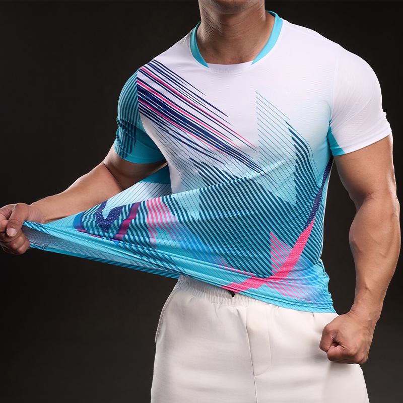 897853A Summer 2025 American Casual Short-sleeved Fashionable Sports Slim Elastic Fitness Outdoor T-shirt Men