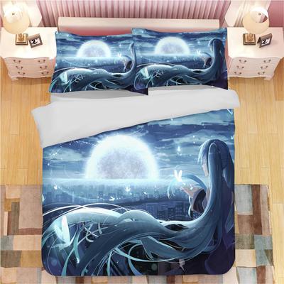 Cartoon Quilt Cover Second Dimension Hatsune Miku Cute Printed Bedding Anime 100% Polyester, Skin Friendly, Breathable