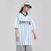 Unisex Street Sports Vertical Stripe V-neck T-shirt
