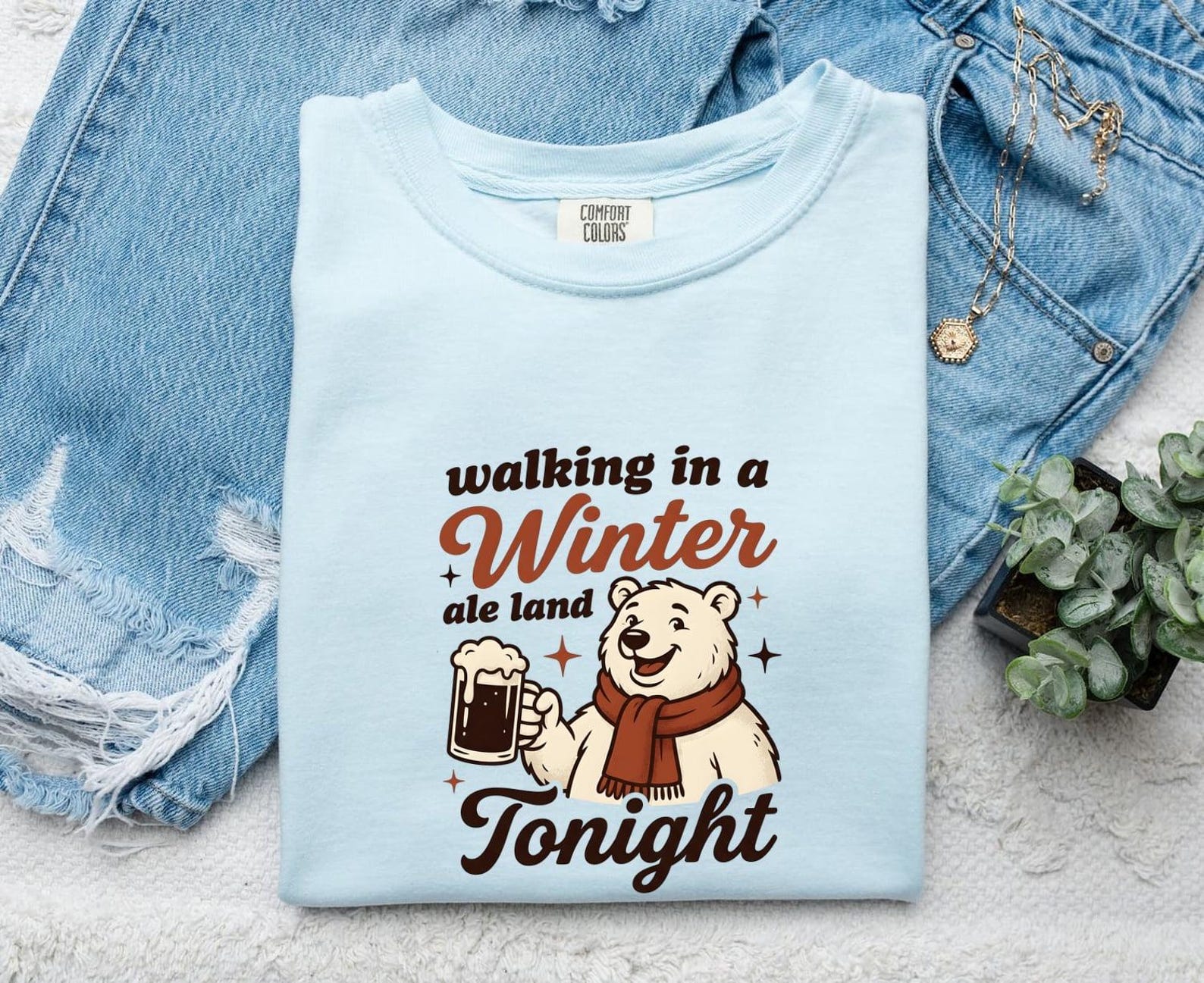 Polar Bear Shirt Christmas Beer Gift Women Cartoon Tee Ursa T-Shirt Holiday Fan Arctic Tshirt Beer Graphic Retro Beer Mug Tshirt 3XL