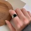 Trend Cool Black Dripping Oil Geometric Square Ring Female Niche Cold Feeling Stacked Ring Titanium Steel Non-Fading Jewelry Quality