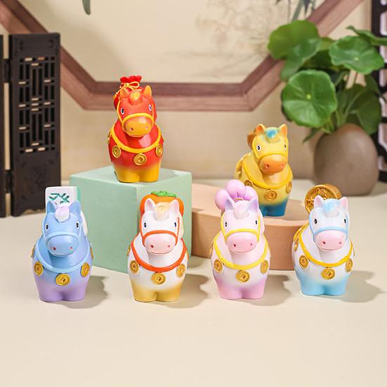 Statua Konia w Chińskim Stylu Obracana Złoty Sztabka Worek Szczęścia Kwiat Miedziana Moneta Kreskówkowy Kucyk Figurka Dekoracja Ozdoba Feng Shui na Biurko